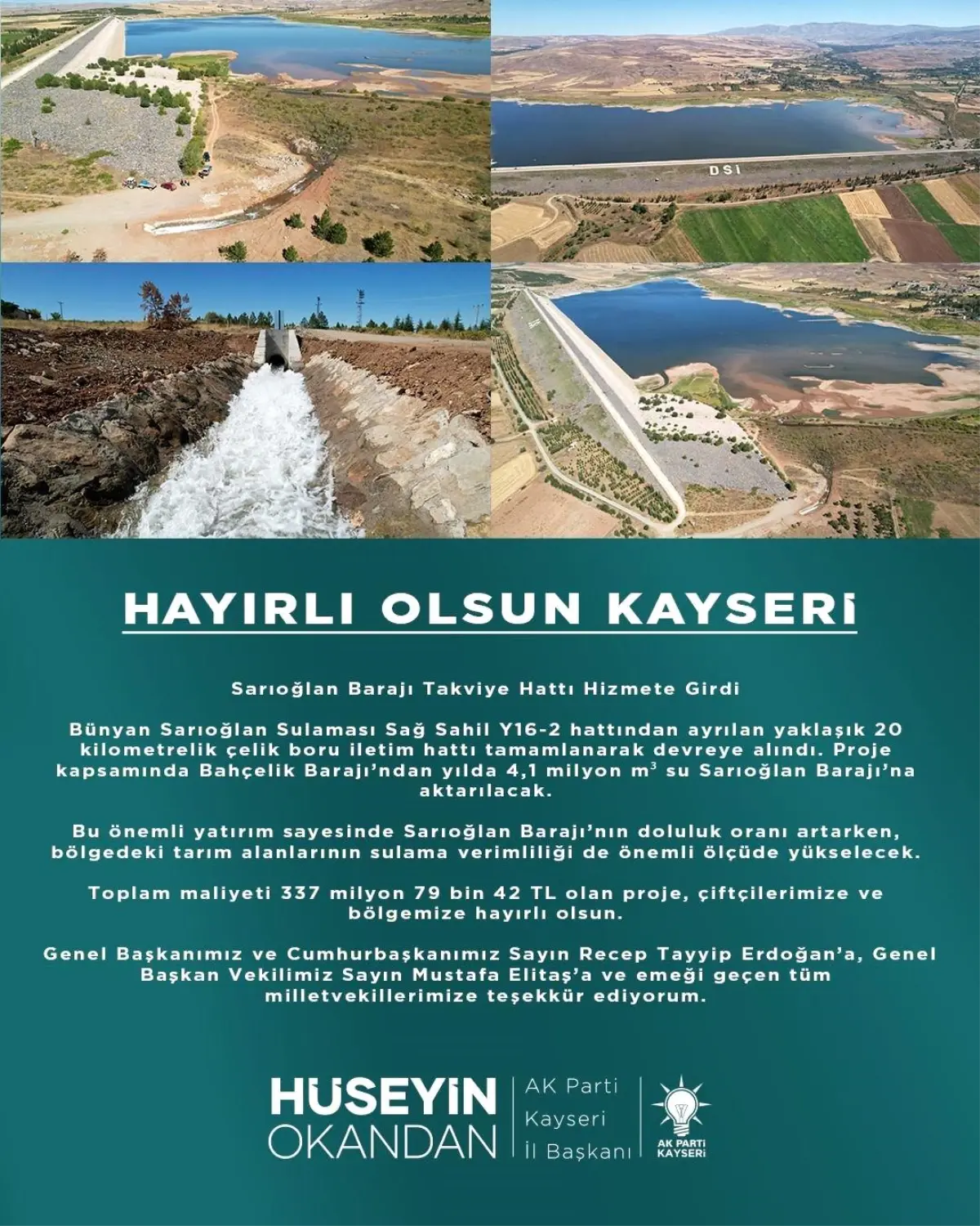 sarioglan baraji takviye hatti hizmete girdi JqhOHiH9